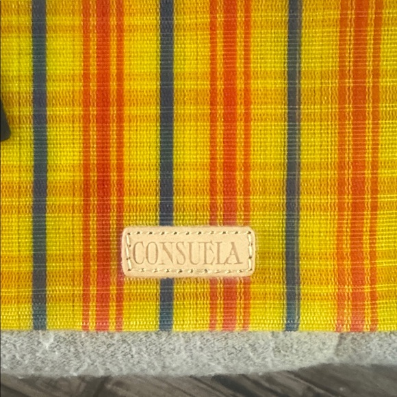 NWT, Consuela vintage mesh  large zip pouch yellow plaid. - Picture 2 of 6